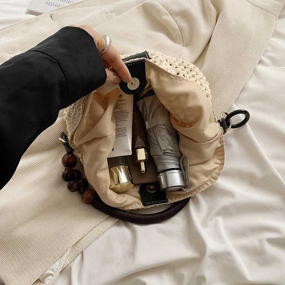 Woven Shoulder Bag Adjustable Strap Crochet Tote Bag for Women Mesh Crossbody Bag Large Capacity Hobo Bag for Travel Vacation W250524