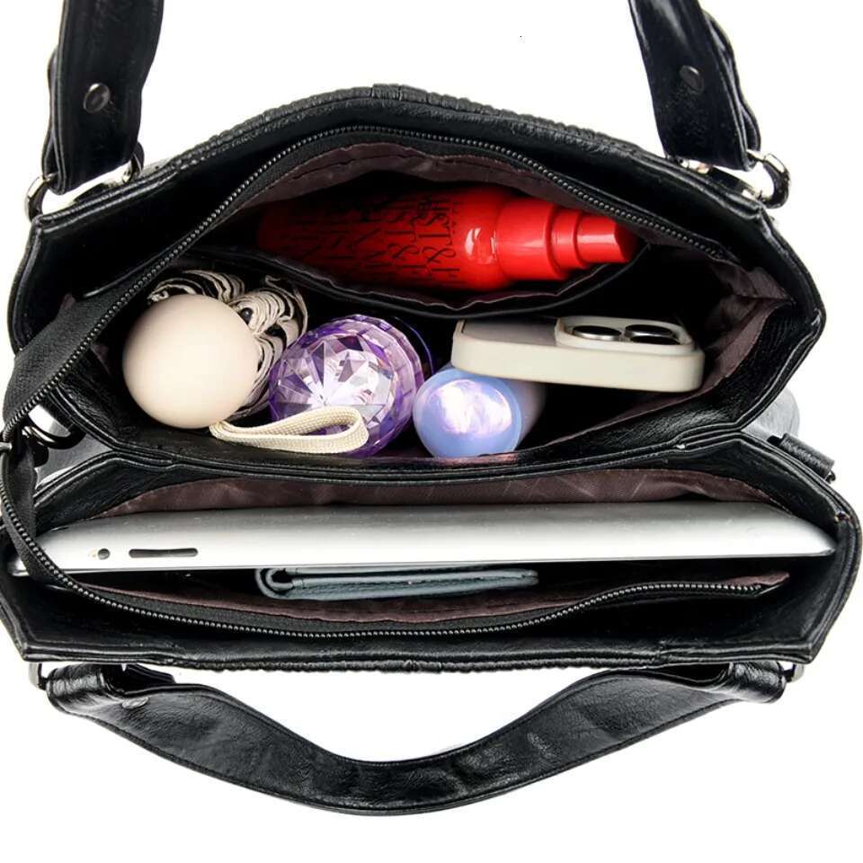 Women s High end Soft Pu Leather Shoulder Designer Handbag Ladies Tote Bag Crossbody Commuting Layers Pleated Sac bag