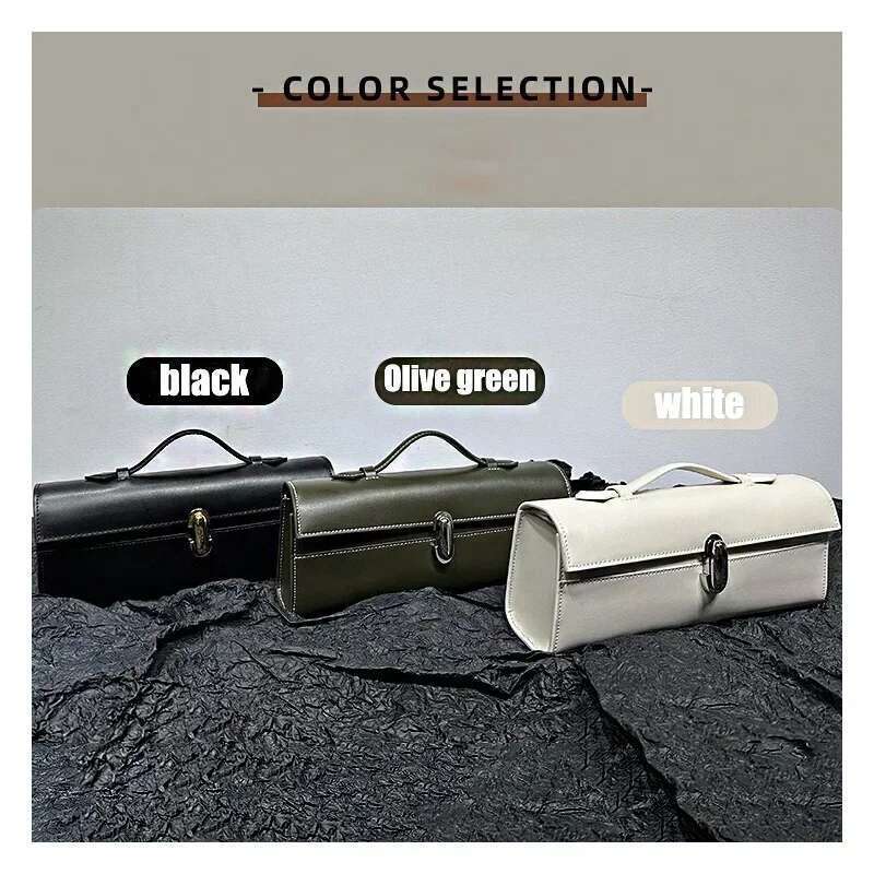 Brand Genuine Leather Women s Handbags Cowhide Small Square High Quality Savette Baguette Bag bag
