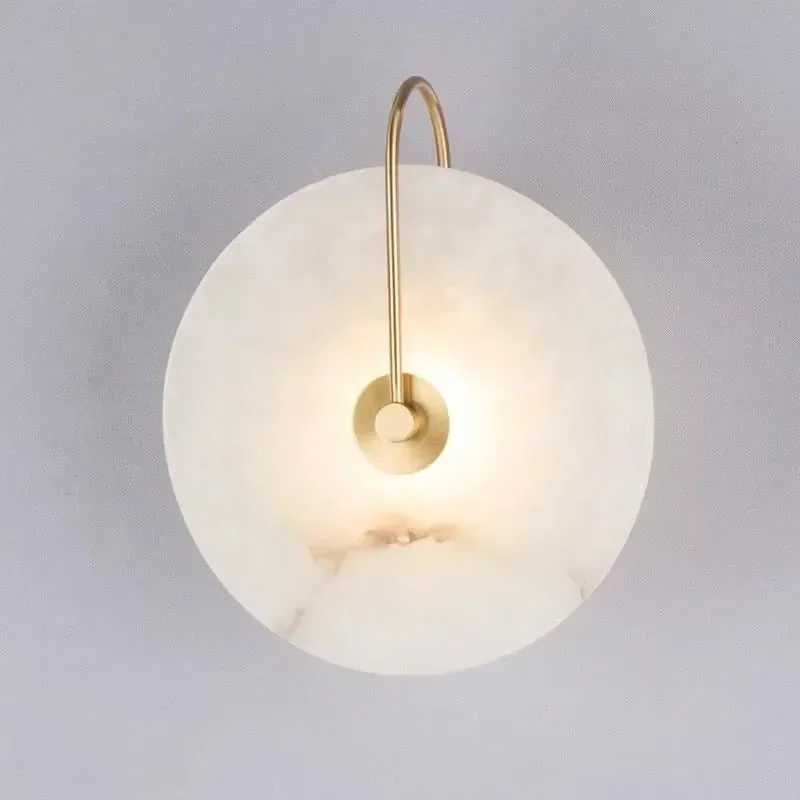 Nordic Modern Creative Marble Wall Lamp Home Interior Decorative LED Bedroom Round Bedside for Hotel Corridor FixtureXJ250526
