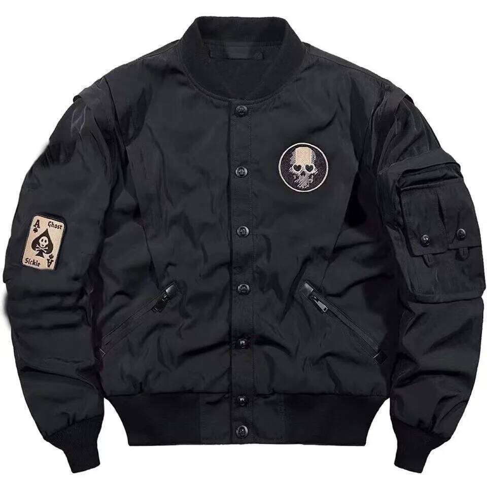 Techwear Varsity Bomber Jackets for Men Skulls Punk God of Death Embroidery Baseball Jacket Streetwear Hip Hop College Coat Male