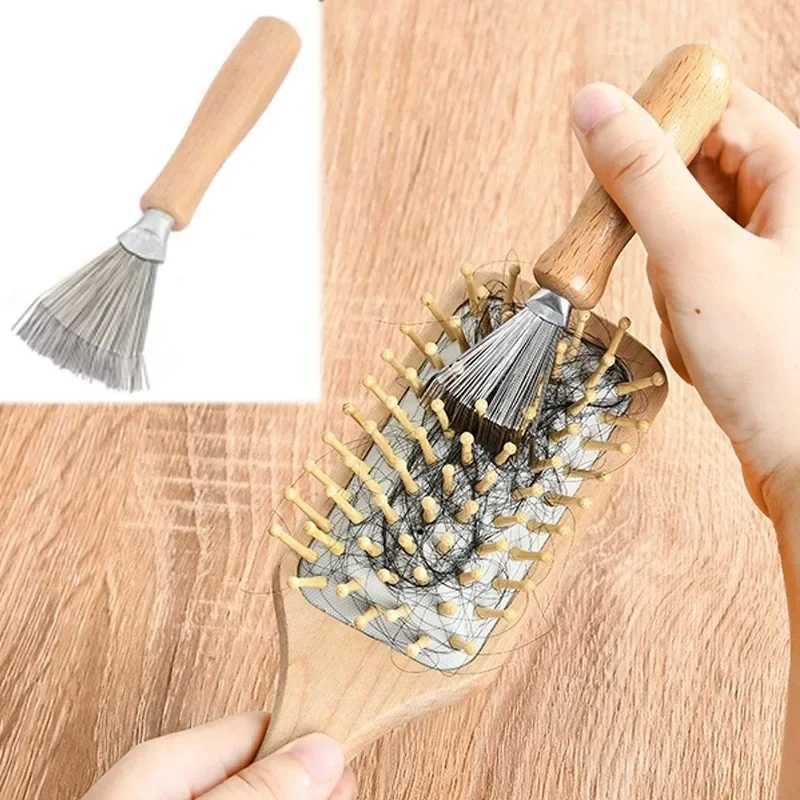 1PCS Wooden Comb Cleaner Delicate Cleaning Removable Hair Brush Comb Cleaner Tool Handle Embeded Tool Broken Hair Cleaner R250526