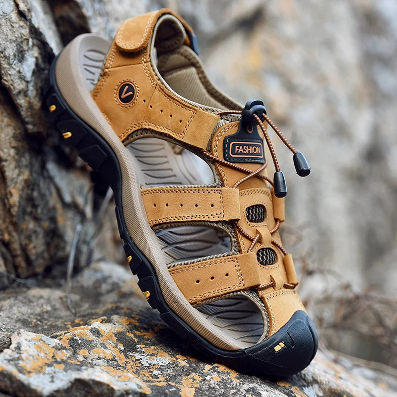 Genuine Leather Men Sandals Summer Beach Shoes Outdoor Man Fashion Mens Casual Roman Plus Size 3848 250523BJ - view 5