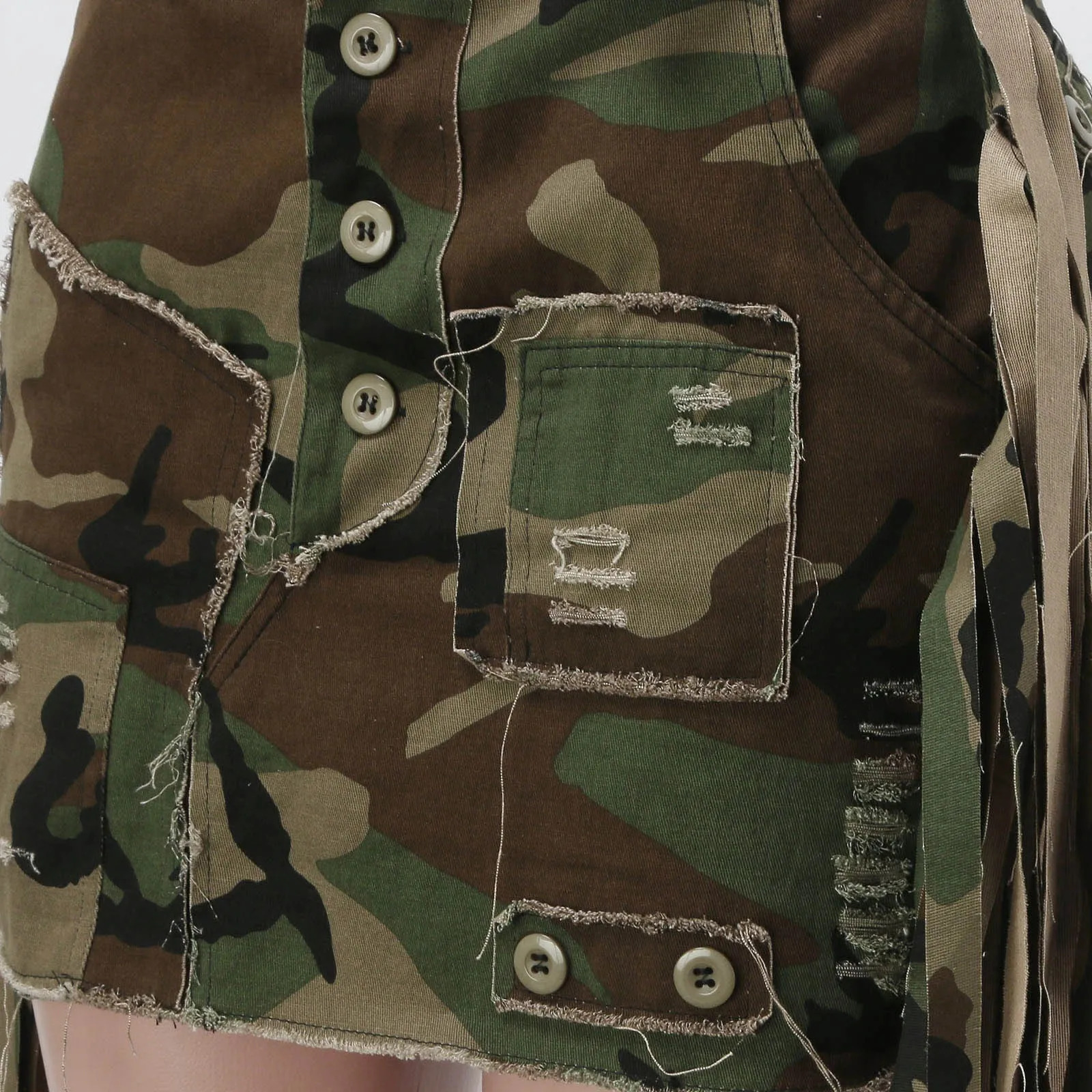 Skirts for Women Fashion High Waist Wrap Hip Camouflage Jean Skirt Ladies Side Lace Up ALine Casual Comfty Breath 250516Z