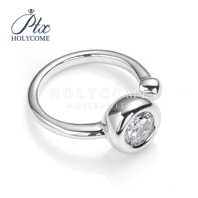 Fashion Moissanite Open Ring 925 Sterling Silver Jewelry D Color Round Brilliant VVS Diamond Bubble Party Daily Wear Ring Gift for Women
