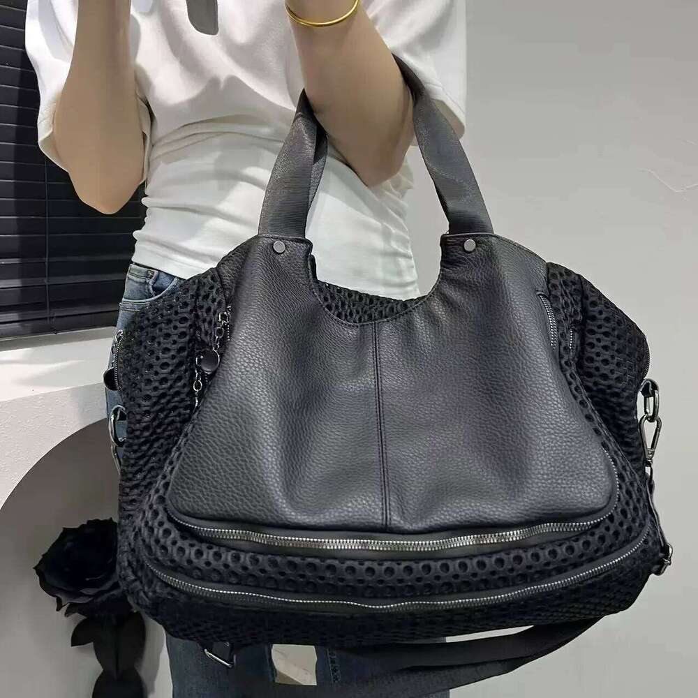 Women's Bags Designer Ladies' Fashionable Retro Street Splicing Tote With Large Capacity Mesh And Oversized Ladies' Wallet, Shoulder Ba