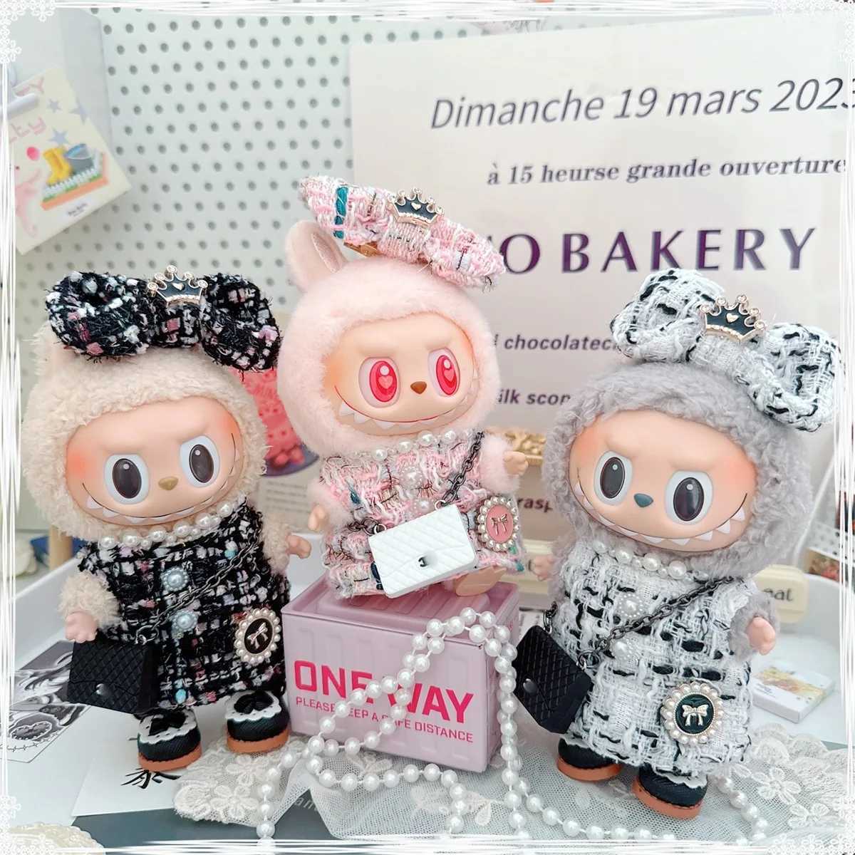 17cm Labubu Doll Accessories Clothes Advanced Luxury Design Sweet Woolen Suit Labubu Clothes Crossbody Bag Princess Shoes X250526