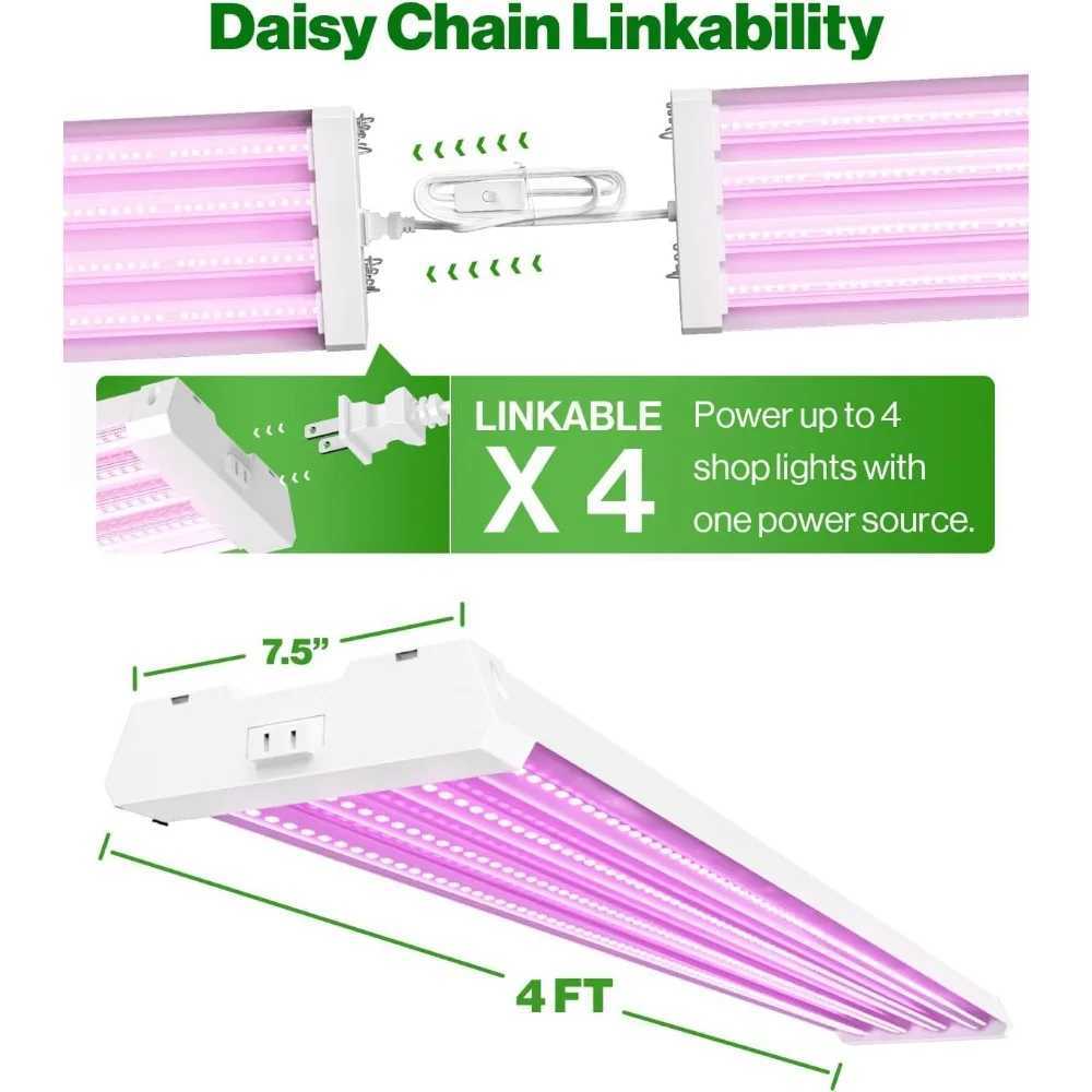 4ft LED Grow Lights Full Spectrum for Indoor Plants 80W Integrated Suspended Fixture Plug-in Linkable for Indoor GreenhouseXJ250526
