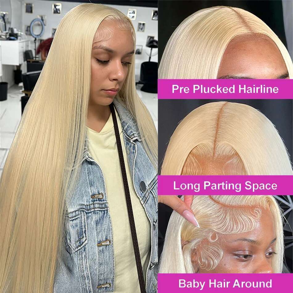 Pretty Diary 30 38 Inch HD 613 Bone Straight 13x6 Lace Front Human Hair Wig Color 250% 13x4 Honey Blonde Frontal Wigs For Women