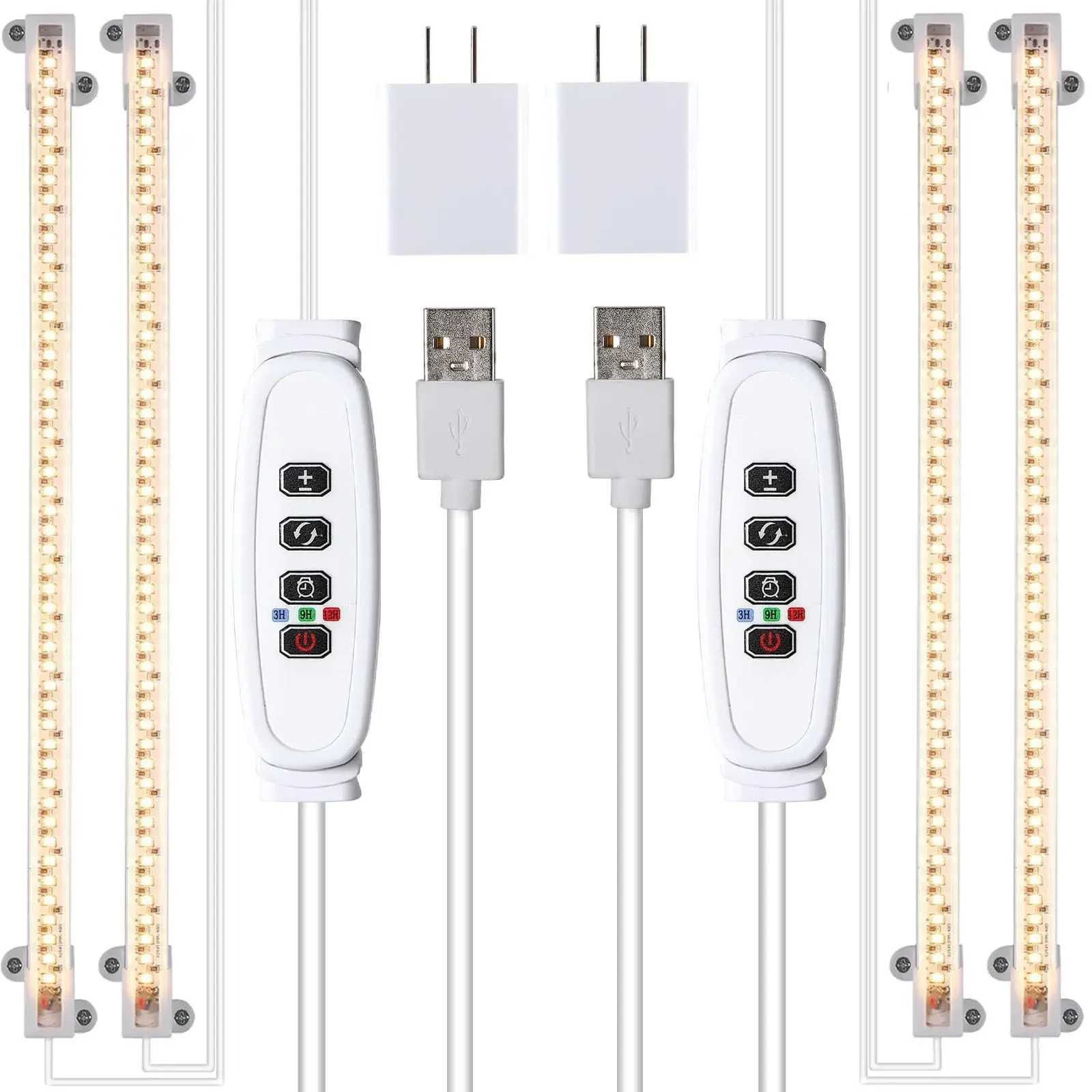 Full Spectrum LED Grow Light Strips with Auto Timer 4 Dimming Levels for Indoor Plants Greenhouse/Hydroponics/SucculentXJ250526