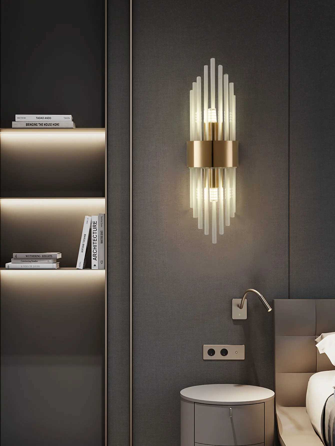 Modern Gold/Black luxury crystals Wall Sconce Lights hotel chandelier Hallways Bedrooms other Home Decor Outdoor indoor night lightXJ250526