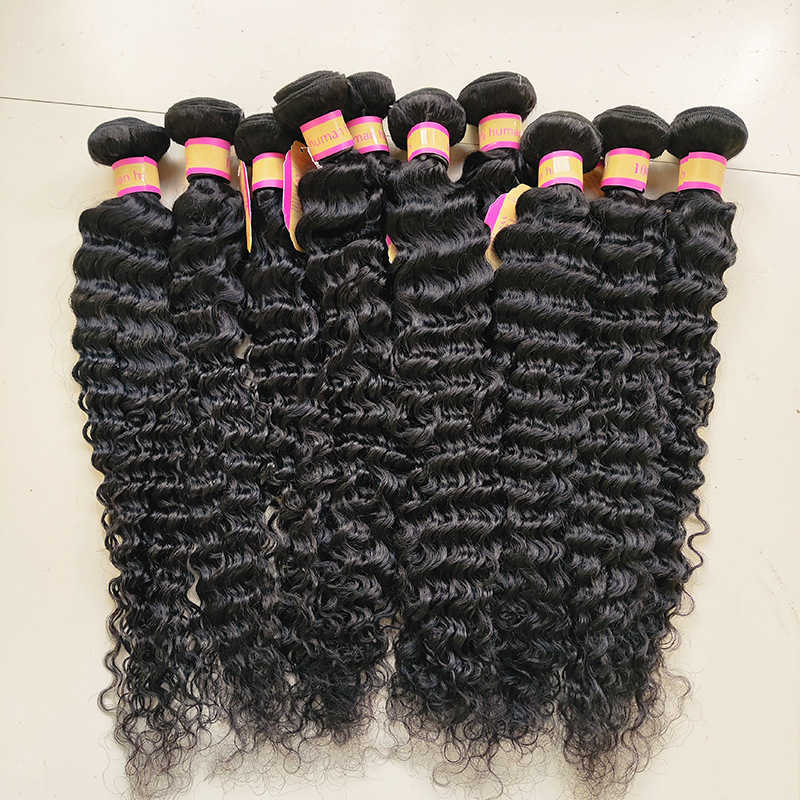 8A Indian Hair Human Hair Curtains 1B Color Hair Bundles Deepwave Human Hair Bundles S25526