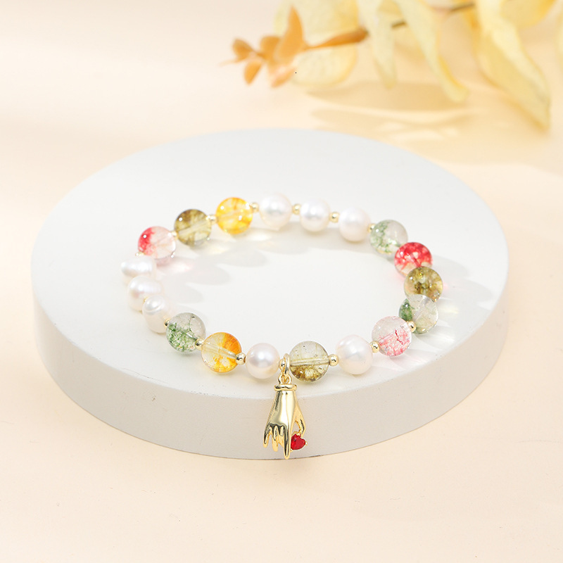 Fashionable Fresh Sweet Crystal Pearl Bracelet for Women with a High level Sense of ,