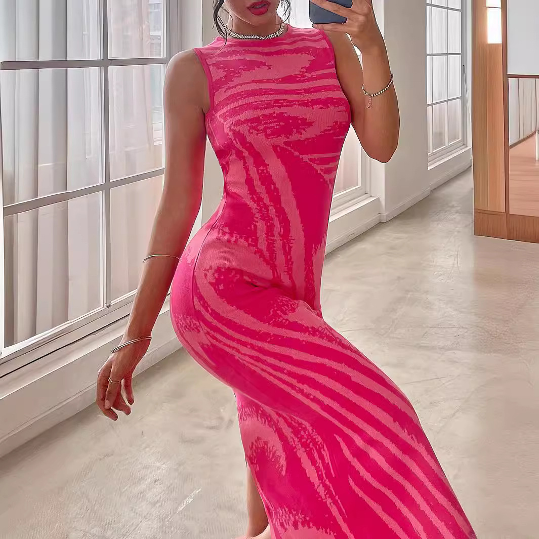 Womens summer dress sexy slim fit round neck hip hugging skirt new long skirt