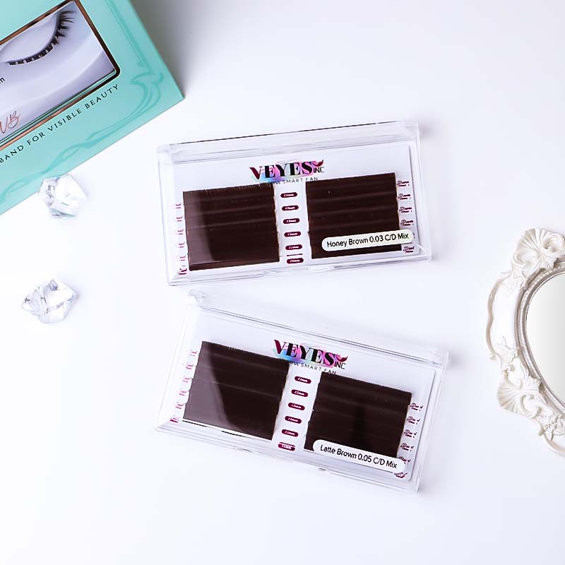 VEYES Premium Quality Individual Eyelash Extensions Easy Fans Dark Matte Lash Trays Soft Cashmere Silk Mink Korean PBT 25mm