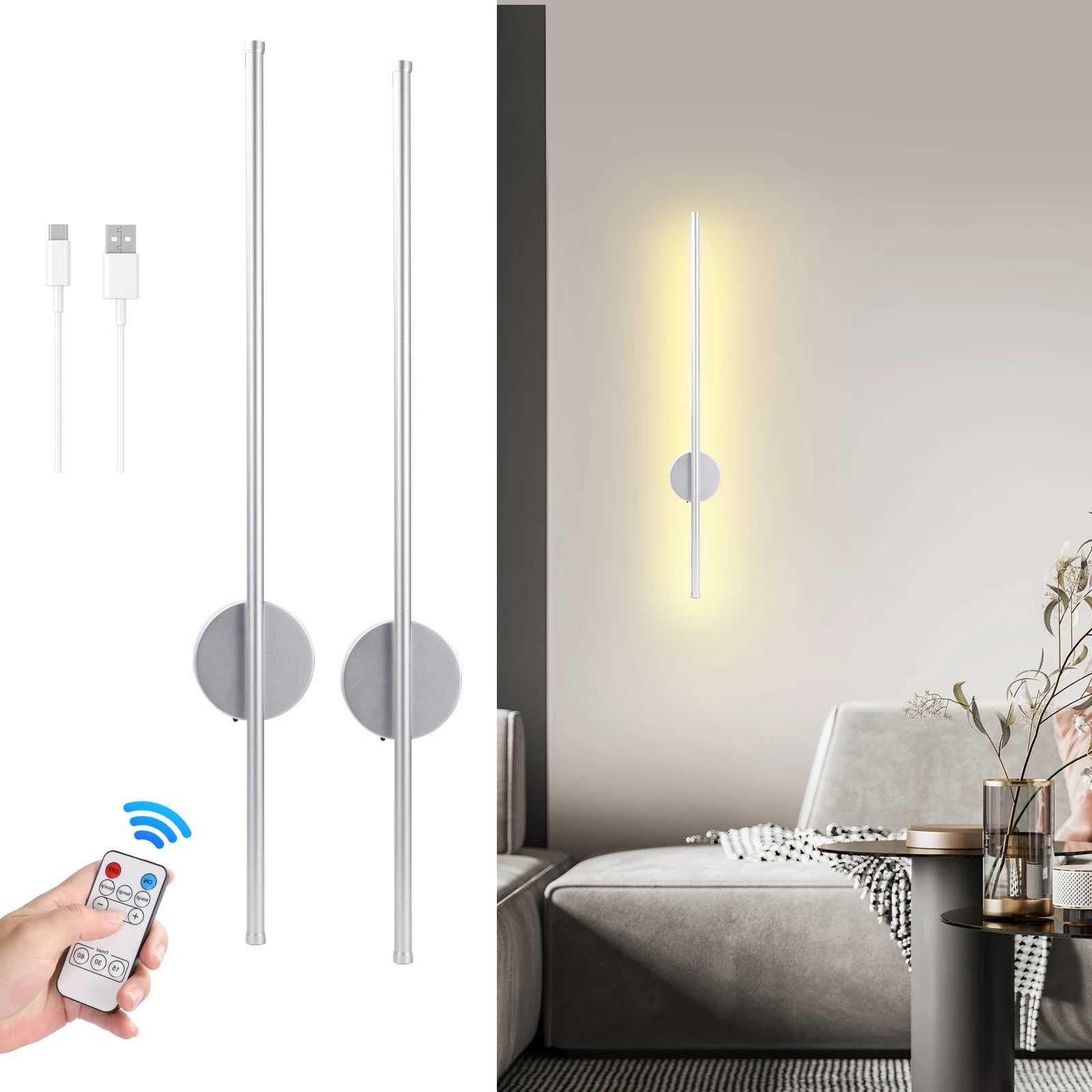 USB Rechargeable LED Wall Lamp Magnetic Attraction Remote Control Light Bedroom Bedside Mirror Hotel Lighting 1PCS 50/80cm StripXJ250526