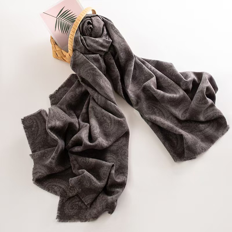 T809 Winter Temperament Cashmere Scarf Retro All-match Cashew Flower Plush Thickening Warm Scarf