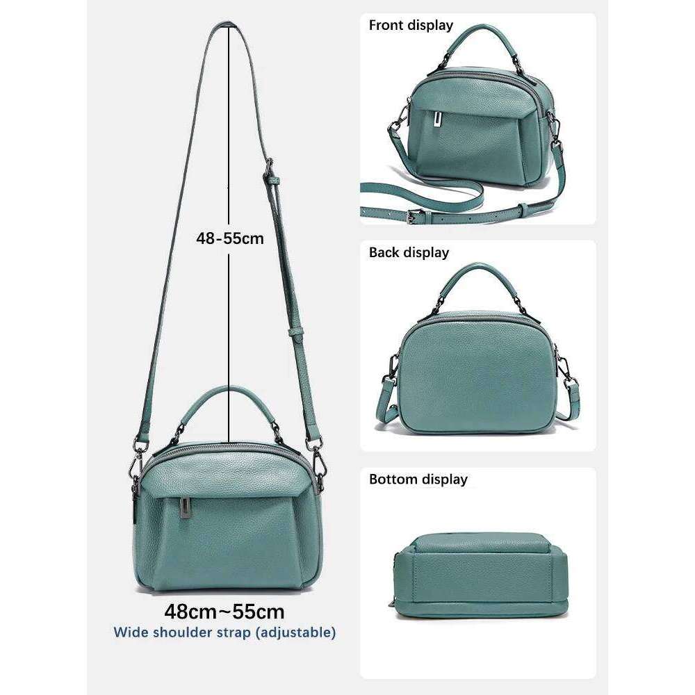 Women Crossbody Multi-Space Fashion Design Handbag Large Capacity Genuine Soft Leather Lightweight Single Shoulder Bag Trend