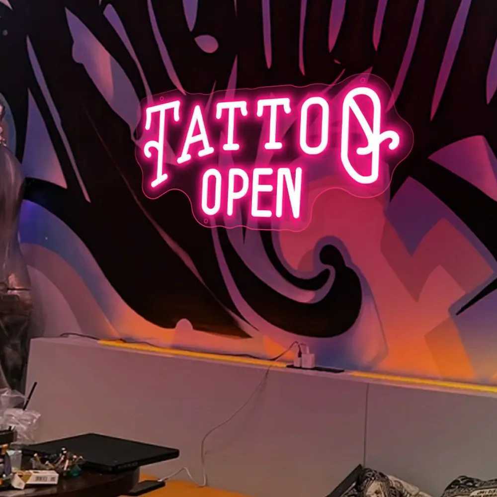 TATTO Open Neon LED Sign Tattoo Salon LED Neon Lights USB Room Wall Beauty Shop Decoration Tattoo Signs Neon Lamps Signboard W250526