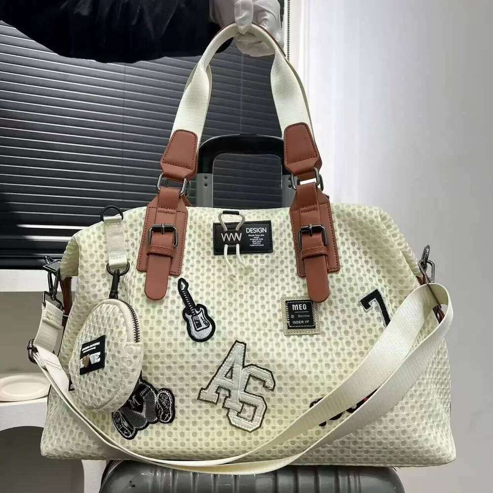 Women's Bags Designer Fashionable Women's Mesh Nylon Adhesive Tote Large Capacity Splicing Shoulder Bag, Short Distance Travel Casual Handba