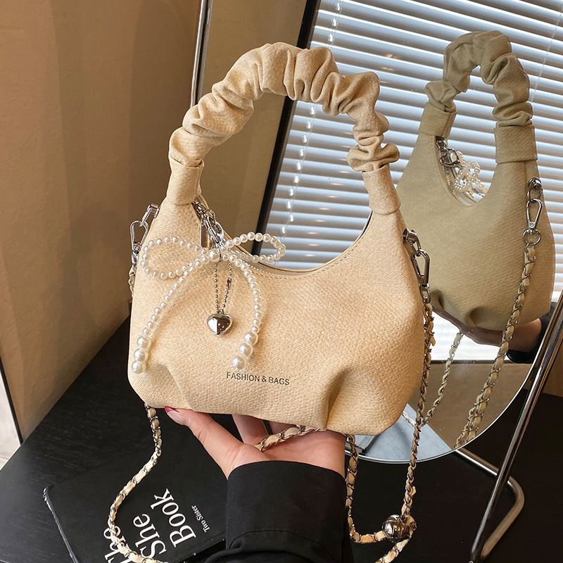 Yuezi Pleated Dumpling Handbag for Women 2025 Summer New Underarm Versatile Stylish Chain Crossbody Bag