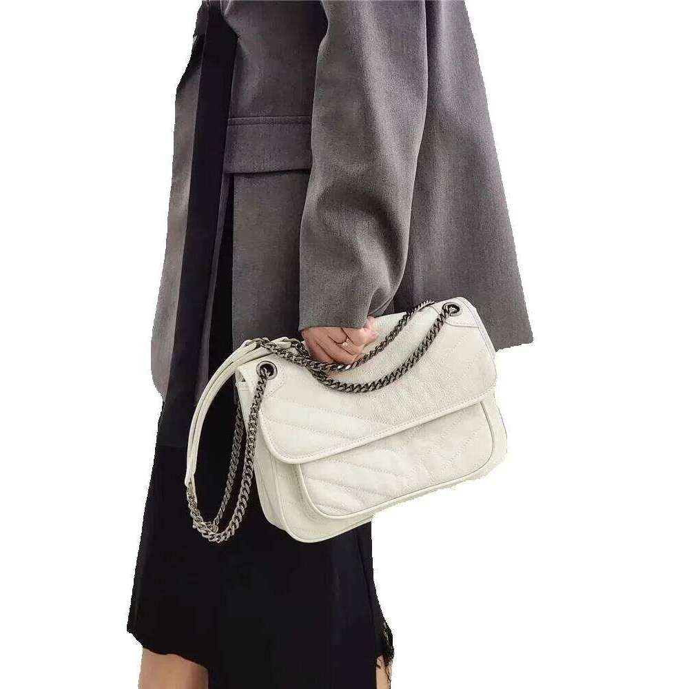 Designer Luxury Designer Luxury Vintage Women Chain Strap Messenger Oil Wax Cow Leather Shoulder Bag Autumn New Office Ladies Work Crossbody Bags Satc