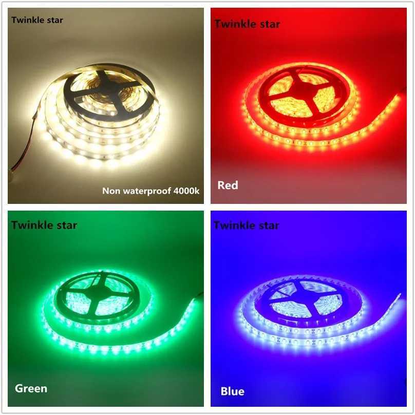 LED Strip Light 5630 5730 Waterproof IP65 12V 5M Warm 3000K 6500K Cold White Natural White 4000K Red Green Blue Flexible Tape W250701