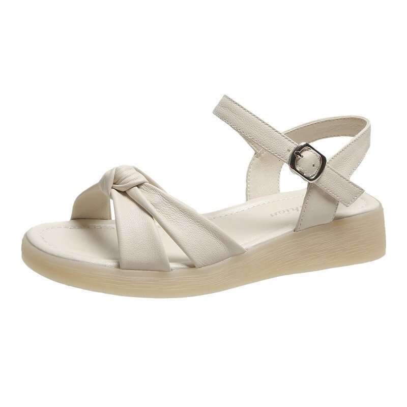 New Summer Thick-Soled for Women, Flat Shoes with Sole and Soft Leather, Fairy Style Trendy Sandals