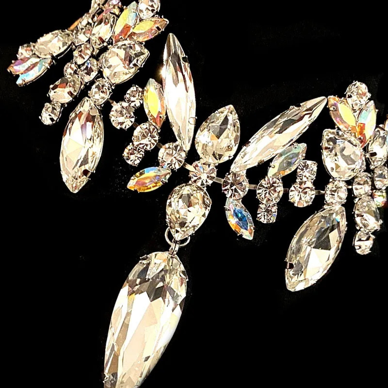 Shine Exaggerated Crystal Colorful Large Collar for Women Wedding Choker Statement Rhinestone Necklace Party Jewelry 250519