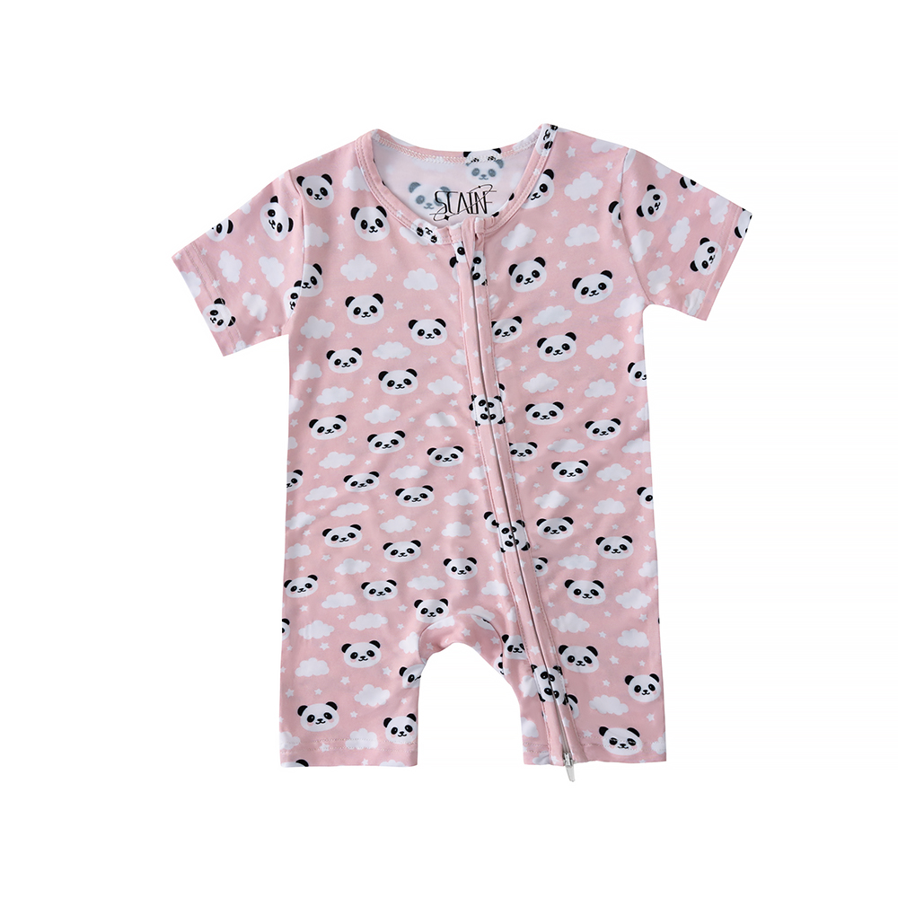 New Design Short Sleeve Zipper Clothing High Quality Bamboo Label Plain Summer Newborn Baby Shirt Pants Baby Clothing
