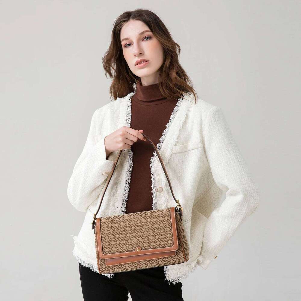 Women's Fashionable Classic Exquisite Letter Printing Female Shoulder Bag Retro Style Simple And Elegant Ladies Handbag