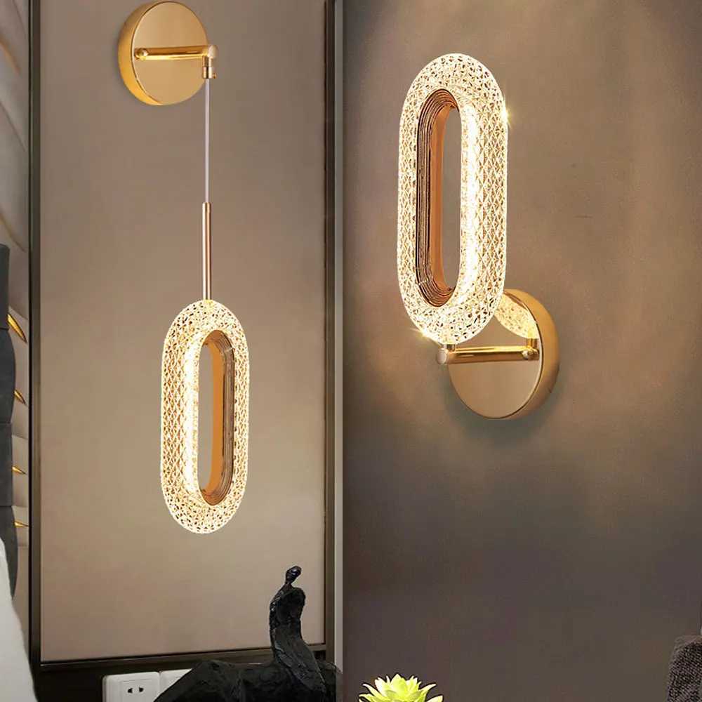 Luxurious Ellipse LED Wall Lamp AC110V-260V 12W Corridor Balcony Creative Staircase Bedroom Bedside Crystal Texture Wall LightXJ250526