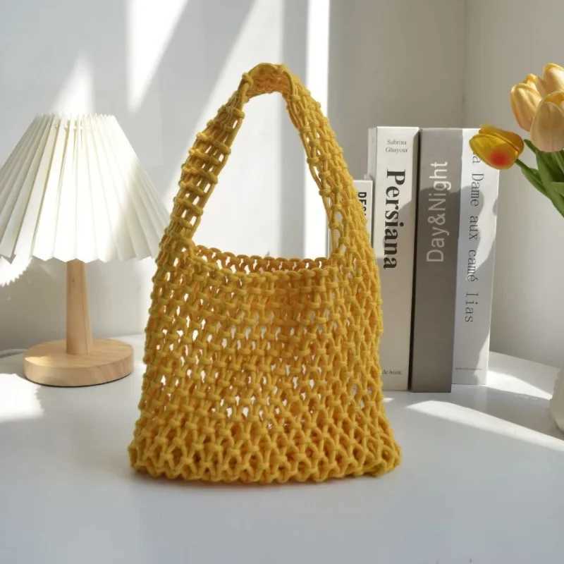 Handwoven Tote Bag for Women Knitting Crochet Beach Shoulder Bag Straw Rope Underarm Bags for Work/Home Serenity W250524