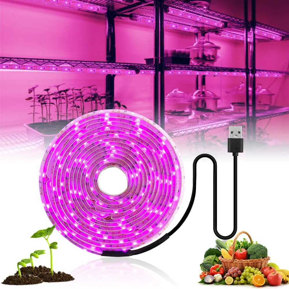 LED Grow Light Full Spectrum 5V USB Grow Light Strip 2835 LED Phyto Lamps For Plants Greenhouse Hydroponic Growing 0.5M 1M 2M 3MXJ250526