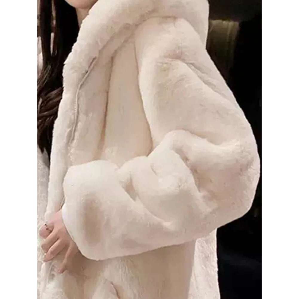 Lautaro-Oversized Faux Fur Jacket for Women, Fluffy, Warm, Soft, White, Long Sleeve, Black, Zip Up, Korean Hoodie, Winter