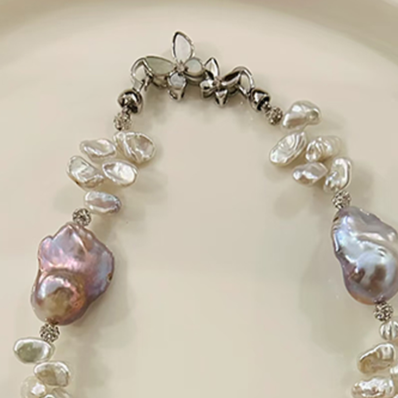Ladys Elegant Baroque Pearl Necklaces - Thicker Design with Dainty Pearls for a Classic Look