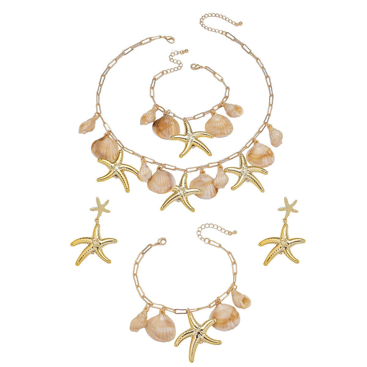 Starfish bracelet earrings anklet set feminine starfish pendant internet famous necklace