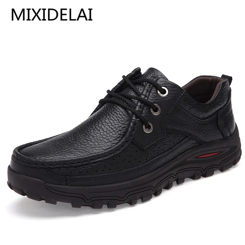 MIXIDELAI Men Shoes Handmade High Quality Genuine Leather Slip On Comfort Business Man Casual Big Size 47 48 250526