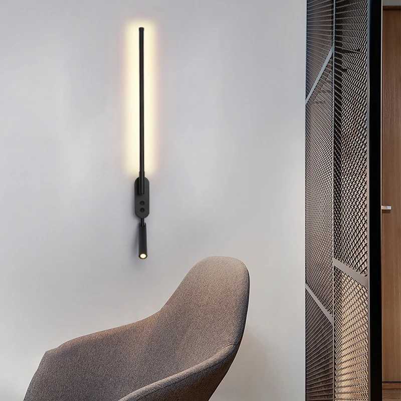 Nordic Minimalist LED Wall Light White Black Metal Adjustable Wall Lamp Swing Arm Bedside Reading Sofa Background Sconce lightXJ250526