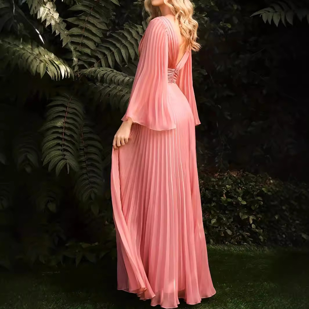 New Womens Sexy Deep V Long Sleeve Dress Slim Fit Dress