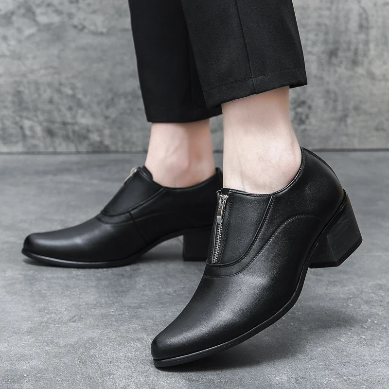 Mens High Heels Dress Shoes Formal Elegant Oxfords Casual Business Office Party Loafers Wedding 250526