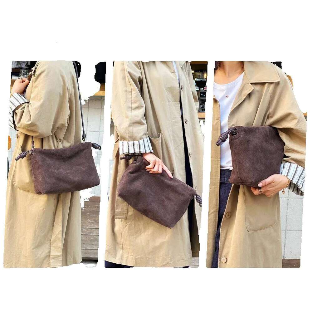 Designer Luxury Designer Luxury Retro Suede Cowhide Square For Women New Matte Drawstring Cloud Fashion Single Shoulder Crossbody Bag