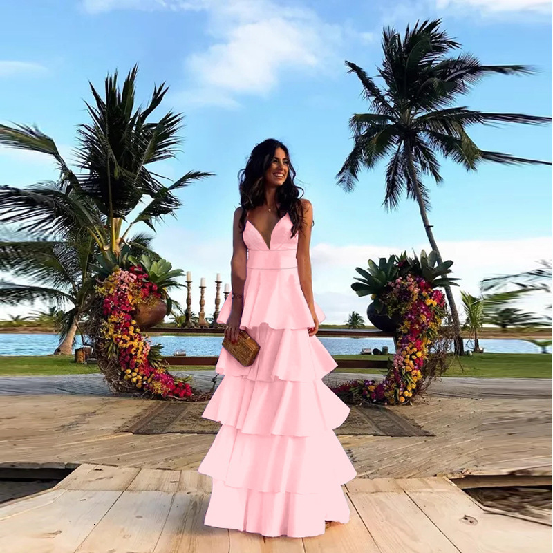 New dress sexy V-neck open back dress long skirt