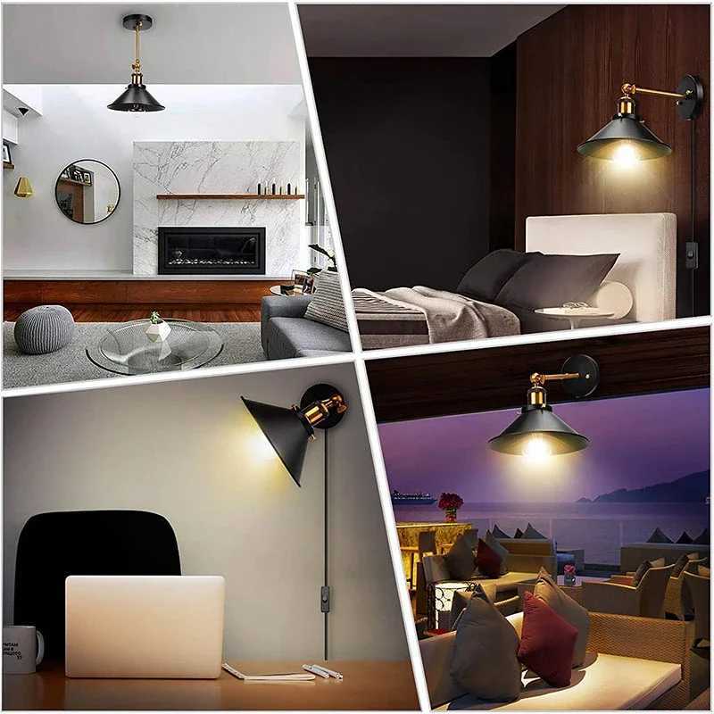 Bedroom Room Decor Lamps for Living Room Plug 1.8m Cable Black Industrial Light Retro Wall Decor Aisle LuminaireXJ250526