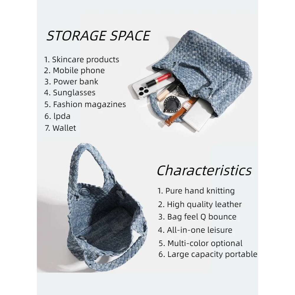 Women s handbag fashion Denim Shoulder Casual Tote Woven women shoulder bag bags