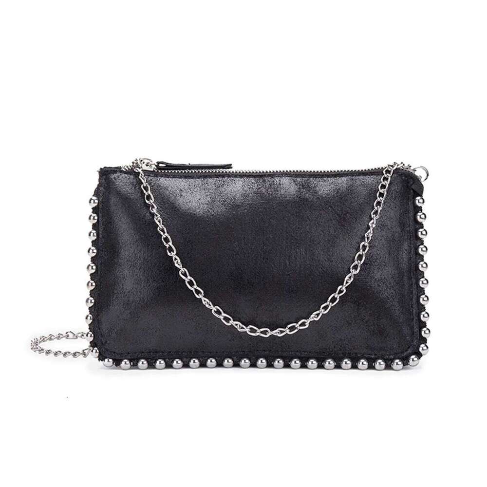 Women's Bags Designer New Chain Small Square Fashion Rivets Decorated Black All-In-One Crossbody Bag