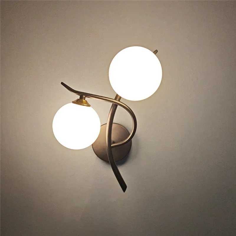 Nordic Modern Iron Wall Lamps LED Bedroom Bed Lamp Learning Corridor Room Indoor Wall Lights Glass Ball Decor Light Fixtures G9XJ250526