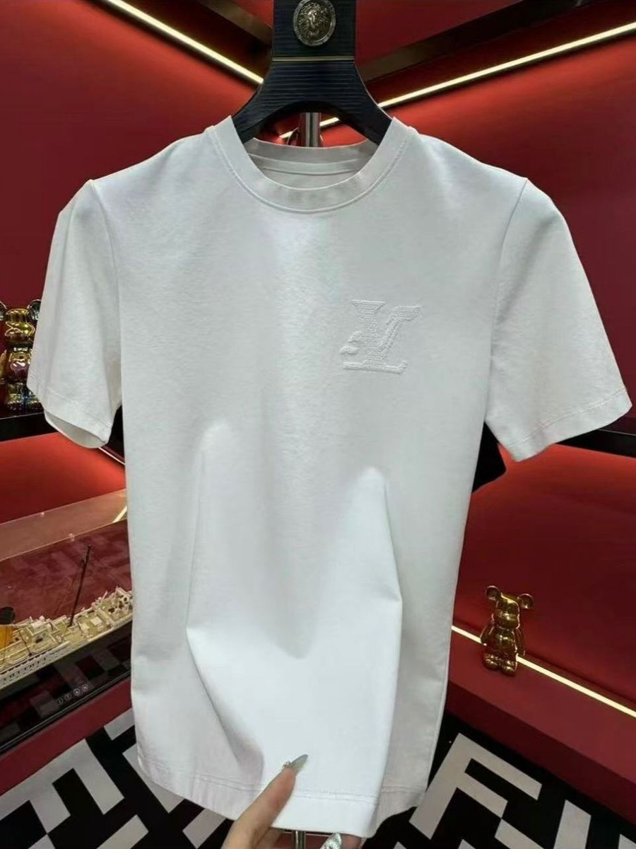 Designer T-Shirts New Summer Men's Embroidered T-Shirt - Classic Design Breathable Cotton Short Sleeve Top, Premium Quality Casual Streetwear Wit