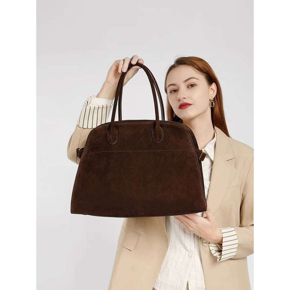 Margaux deerskin Maillard high frosted cowhide handbag for women Genuine leather grade large capacity suede tote bag