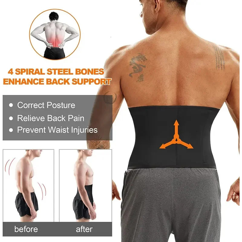 1pcs Mens Corset Silvering Sweating Breasted Sport Shaper Belt Waist Cinching Zipper Buckle Waist Protection Fitness Waist Belt 250603